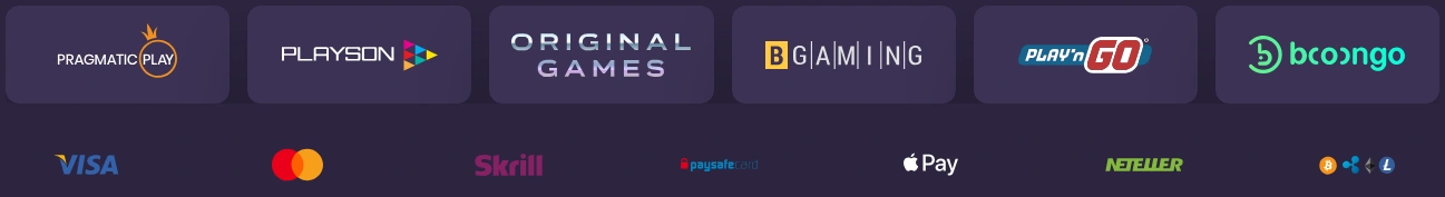 Payment methods and game providers at Coolzino