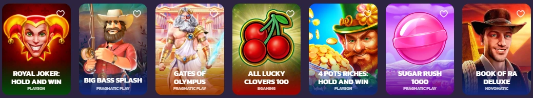 Popular slot games at Coolzino casino